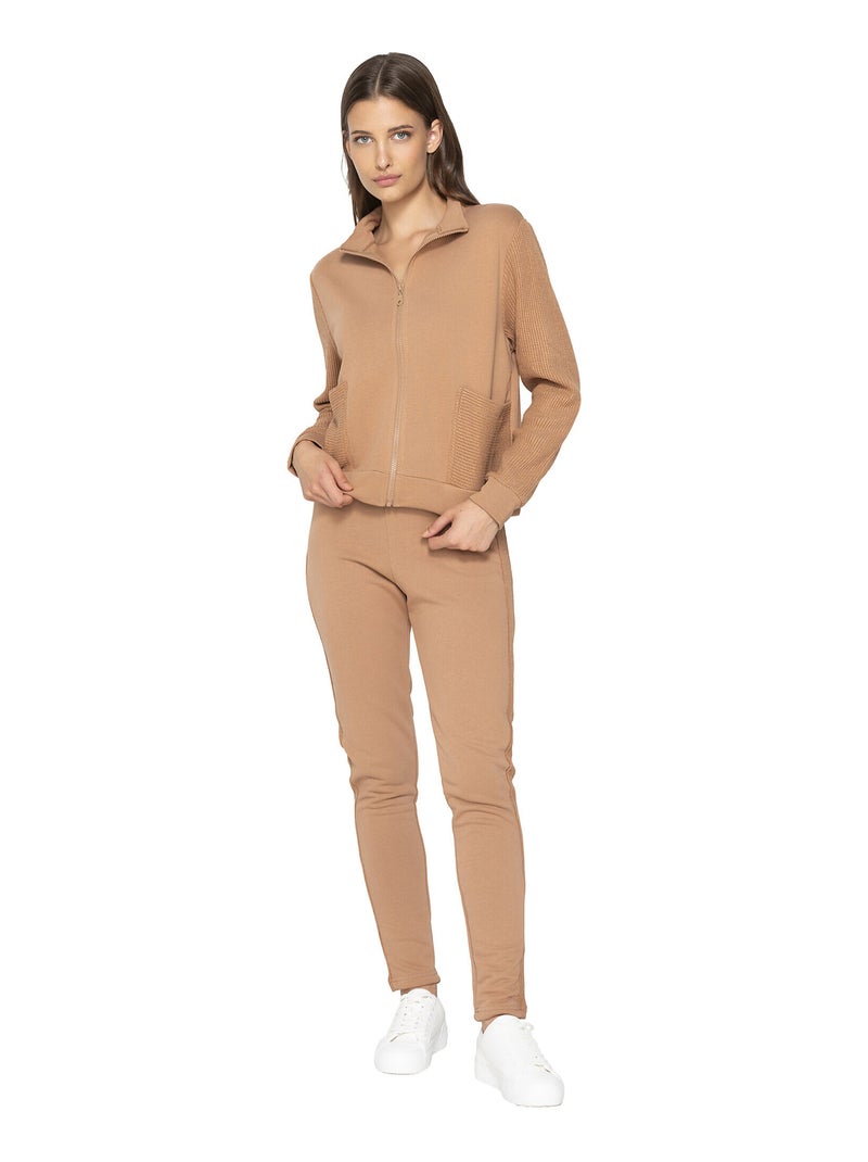 Sweat zippé à manches longues Sweetened Marron - Kiabi