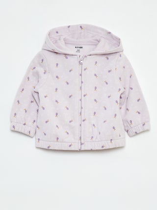 Sweat zippé à motif et à capuche