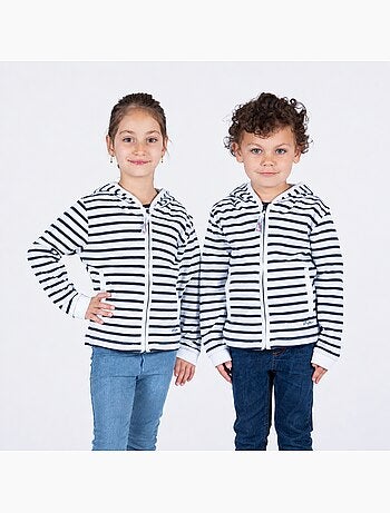 Sweat zippé à rayures pour enfants 'Breizh Océan', Veste garçon ou fille