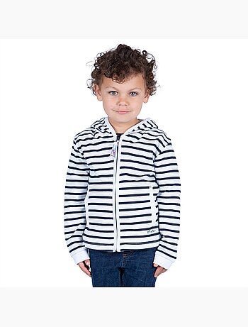 Sweat zippé à rayures pour enfants 'Breizh Océan', Veste garçon ou fille
