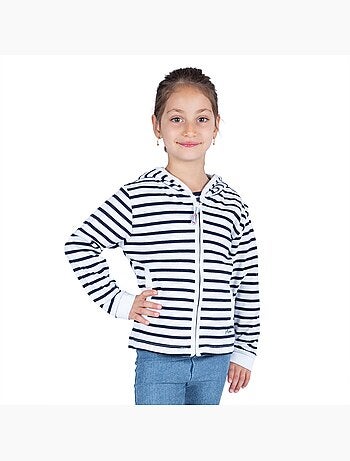 Sweat zippé à rayures pour enfants 'Breizh Océan', Veste garçon ou fille
