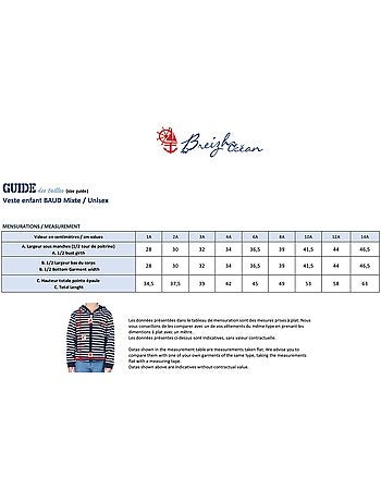 Sweat zippé à rayures pour enfants 'Breizh Océan', Veste garçon ou fille