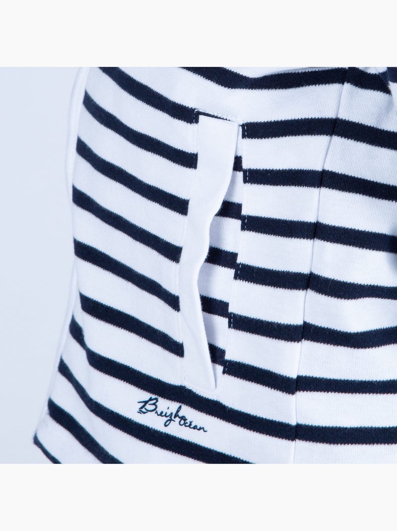 Sweat zippé à rayures pour enfants 'Breizh Océan', Veste garçon ou fille Blanc/Marine - Kiabi