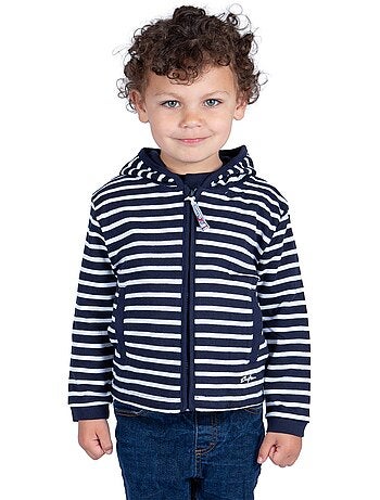 Sweat zippé à rayures pour enfants 'Breizh Océan', Veste garçon ou fille