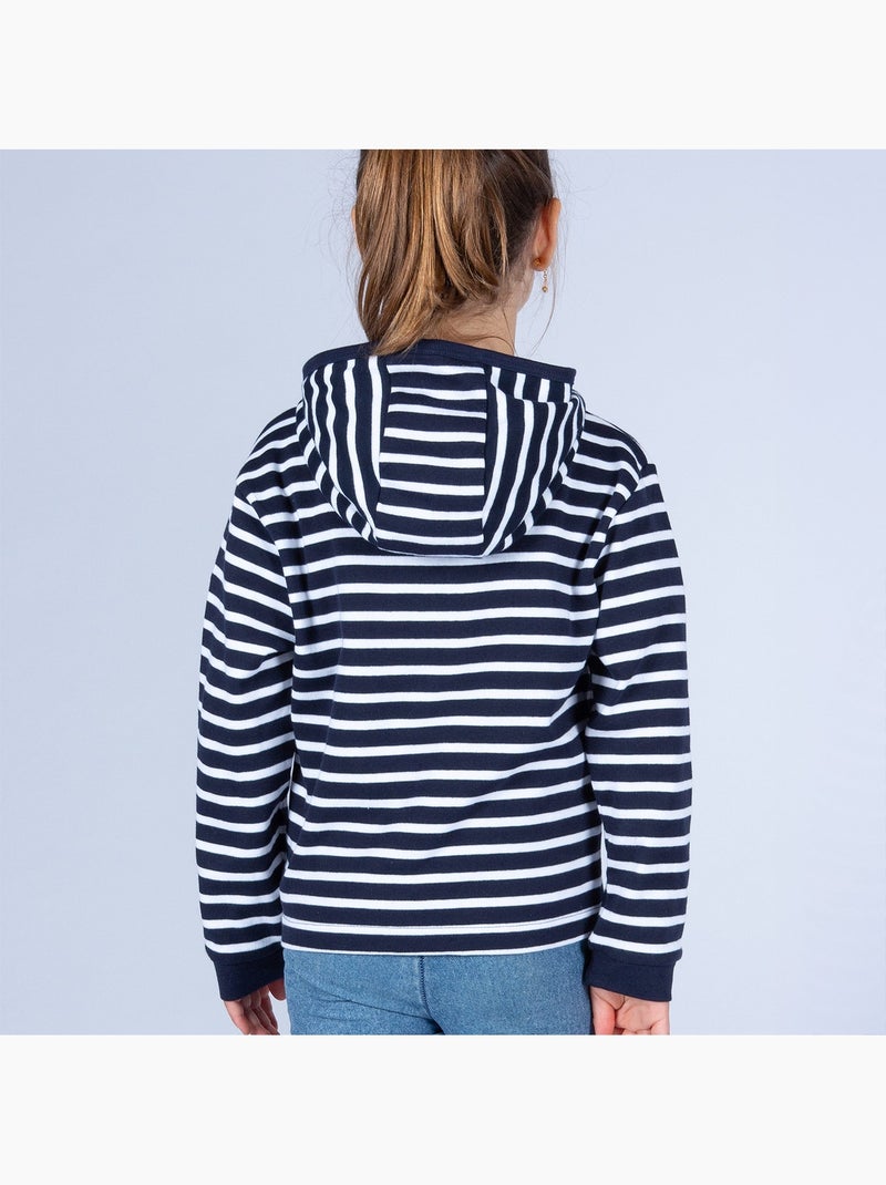 Sweat zippé à rayures pour enfants 'Breizh Océan', Veste garçon ou fille Marine/Blanc - Kiabi