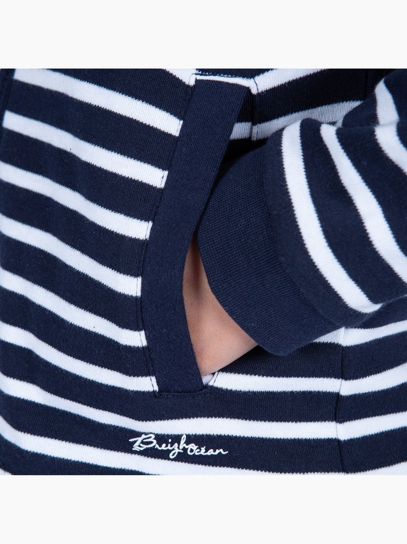 Sweat zippé à rayures pour enfants 'Breizh Océan', Veste garçon ou fille Marine/Blanc - Kiabi