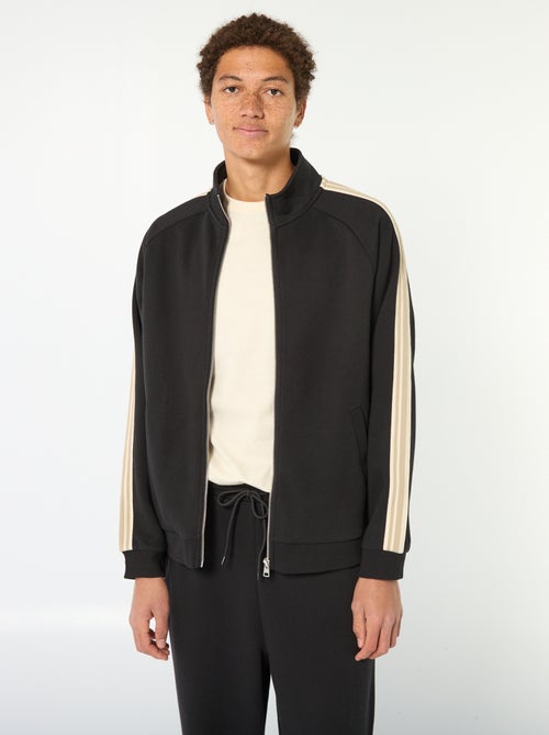 Sweat zippé avec bande sur le côté - Kiabi