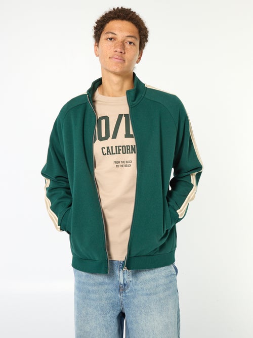 Sweat zippé avec bande sur le côté - Kiabi
