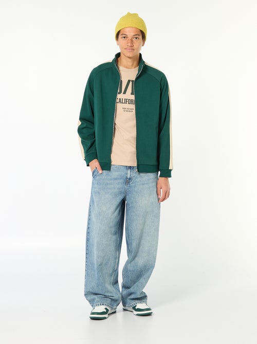 Sweat zippé avec bande sur le côté - Kiabi