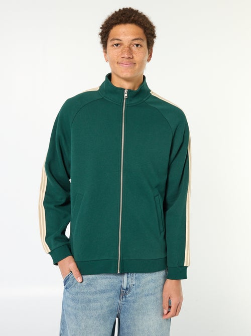Sweat zippé avec bande sur le côté - Kiabi
