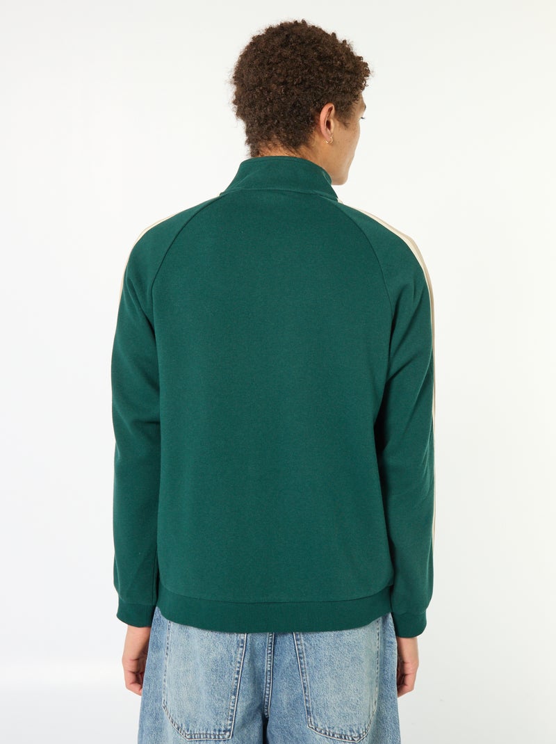 Sweat zippé avec bande sur le côté Vert - Kiabi
