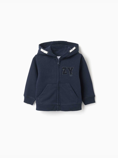 Sweat zippé avec broderie en bouclettes ZY - Kiabi Sweat zippé avec broderie en bouclettes ZY - Kiabi