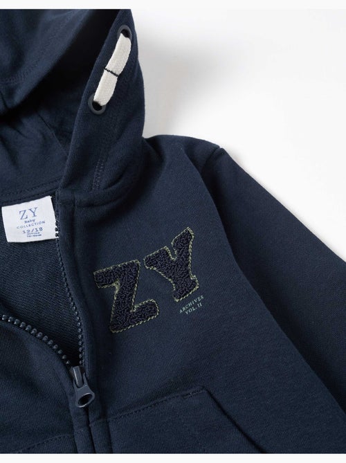 Sweat zippé avec broderie en bouclettes ZY - Kiabi Sweat zippé avec broderie en bouclettes ZY - Kiabi