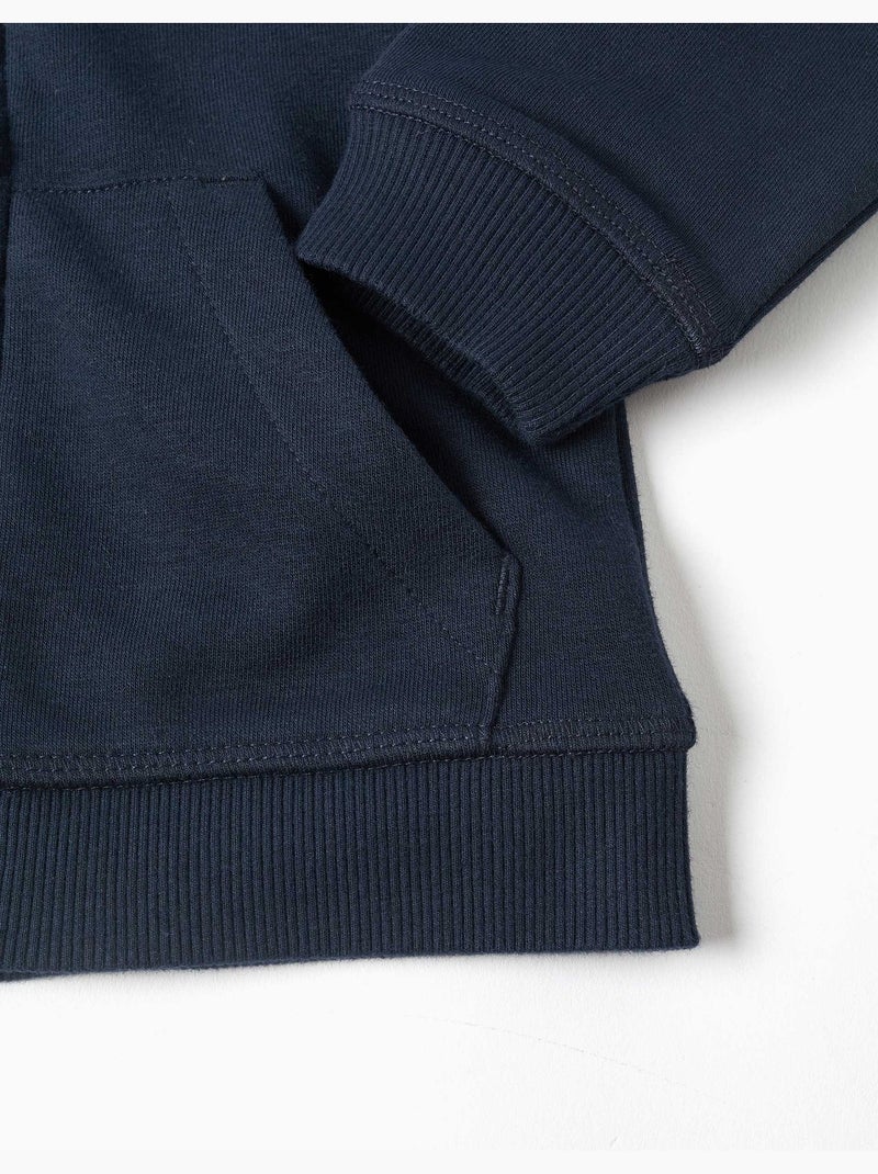 Sweat zippé avec broderie en bouclettes ZY Bleu foncé - Kiabi