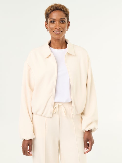 Sweat zippé avec col chemise - Kiabi
