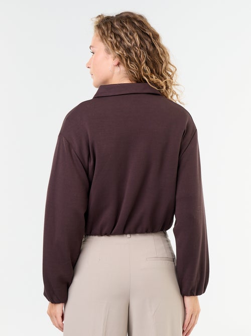 Sweat zippé avec col chemise - Kiabi