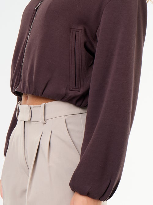 Sweat zippé avec col chemise - Kiabi