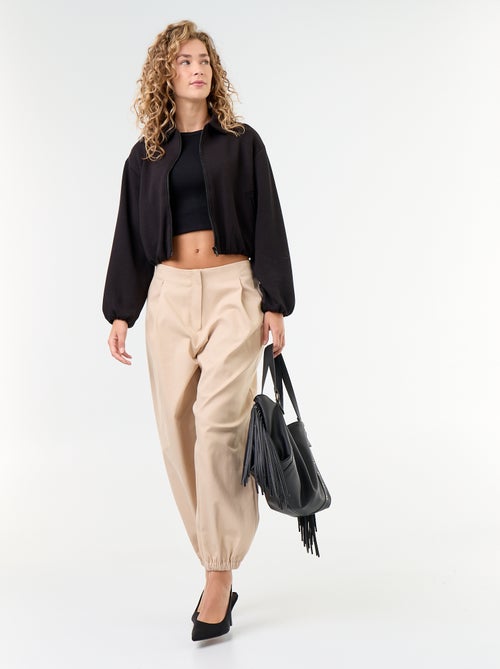 Sweat zippé avec col chemise - Kiabi