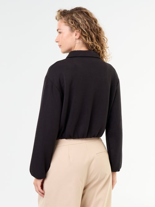 Sweat zippé avec col chemise - Kiabi