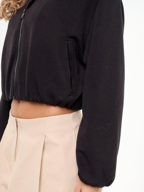 Sweat zippé avec col chemise - Kiabi