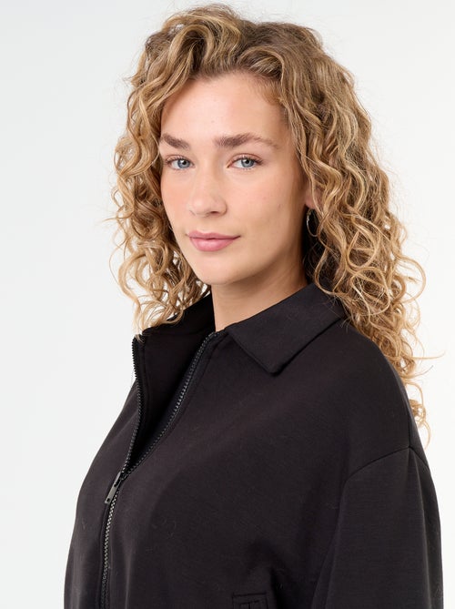 Sweat zippé avec col chemise - Kiabi