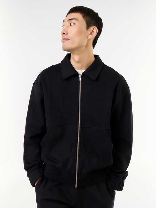 Sweat zippé avec col chemise - Kiabi