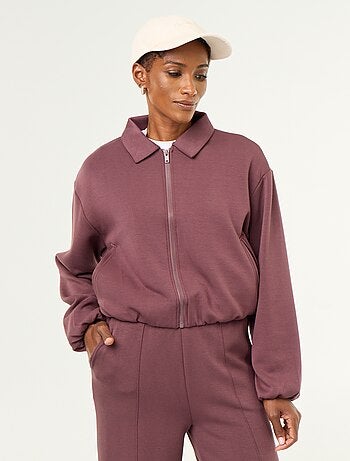 Sweat zippé avec col chemise