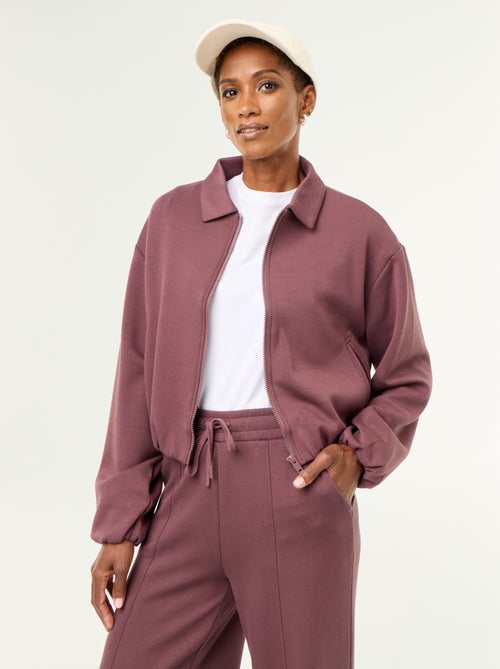 Sweat zippé avec col chemise - Kiabi