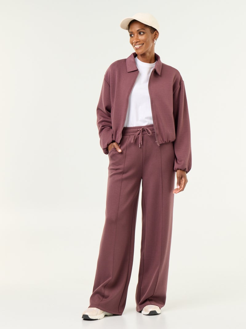 Sweat zippé avec col chemise Violet - Kiabi