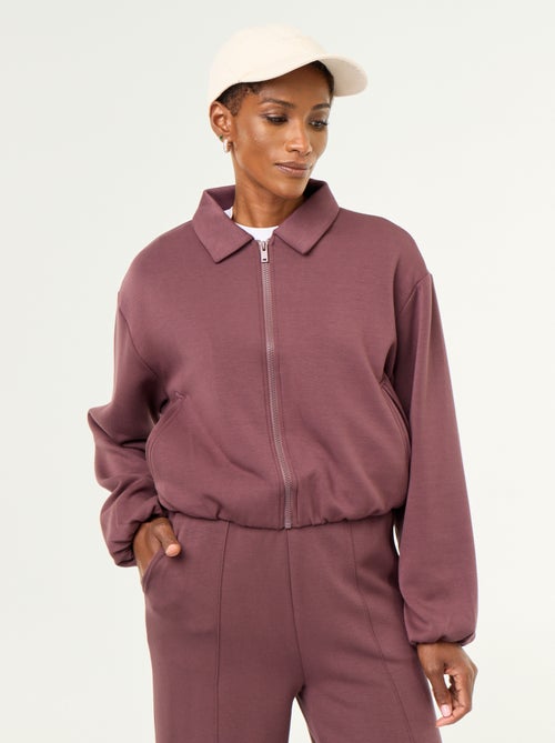Sweat zippé avec col chemise - Kiabi