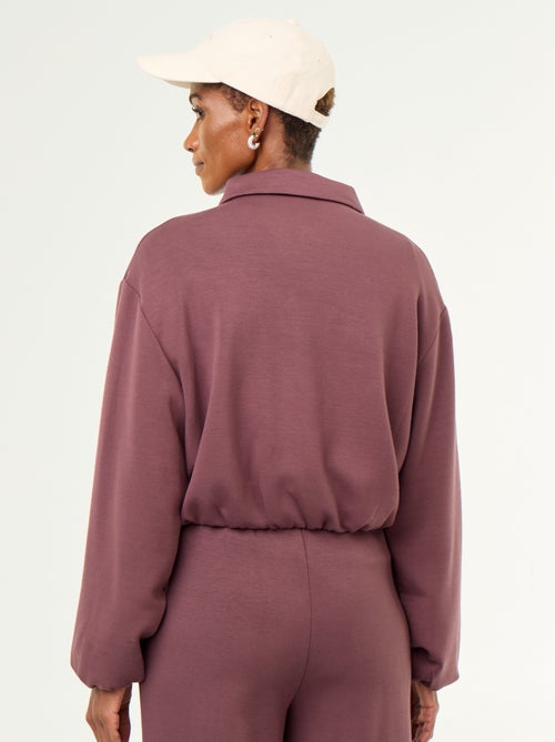Sweat zippé avec col chemise - Kiabi