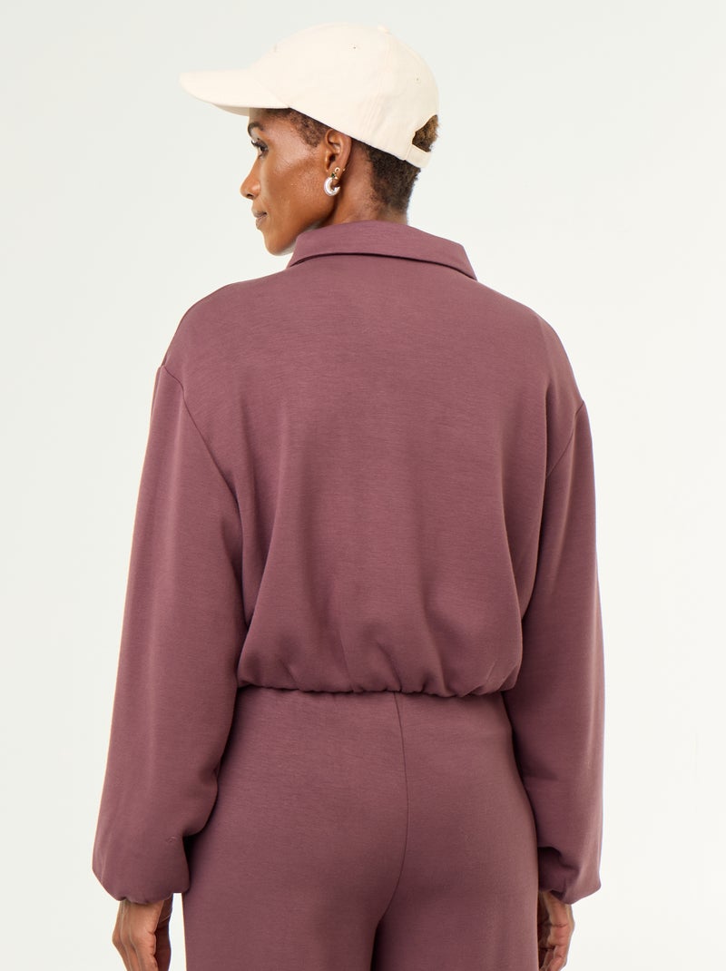 Sweat zippé avec col chemise Violet - Kiabi