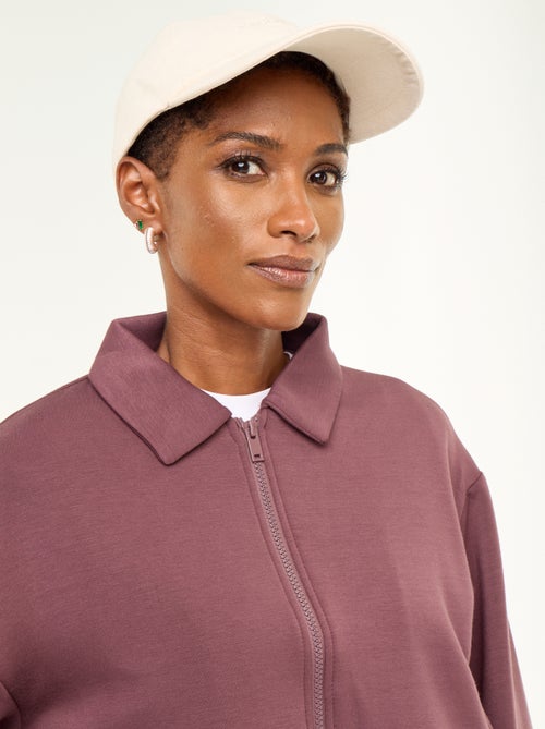 Sweat zippé avec col chemise - Kiabi