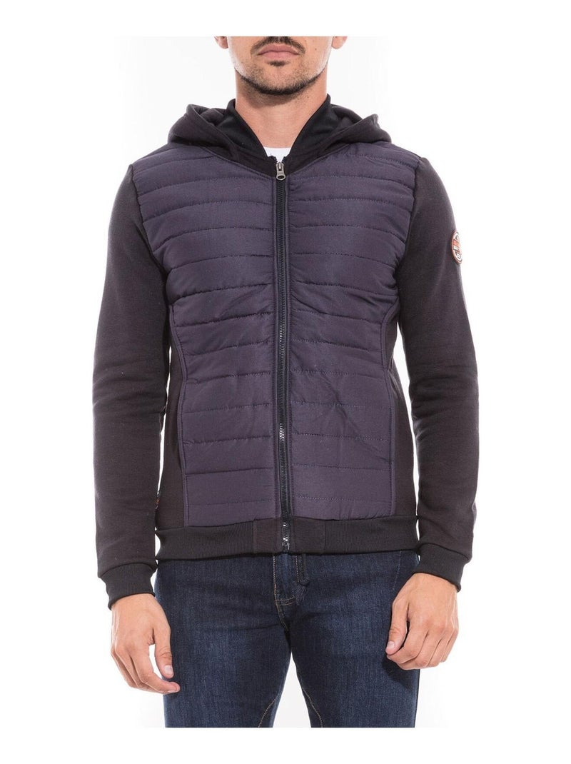 Sweat zippé capuche blouson WAPALA Bleu marine - Kiabi
