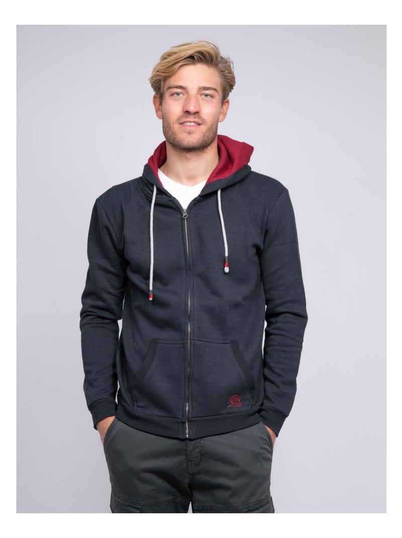 Sweat zippé capuche WAMIN Bleu marine - Kiabi