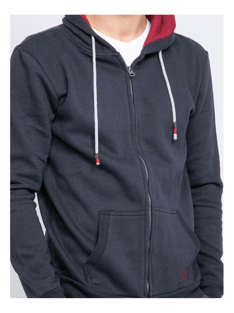 Sweat zippé capuche WAMIN Bleu marine - Kiabi