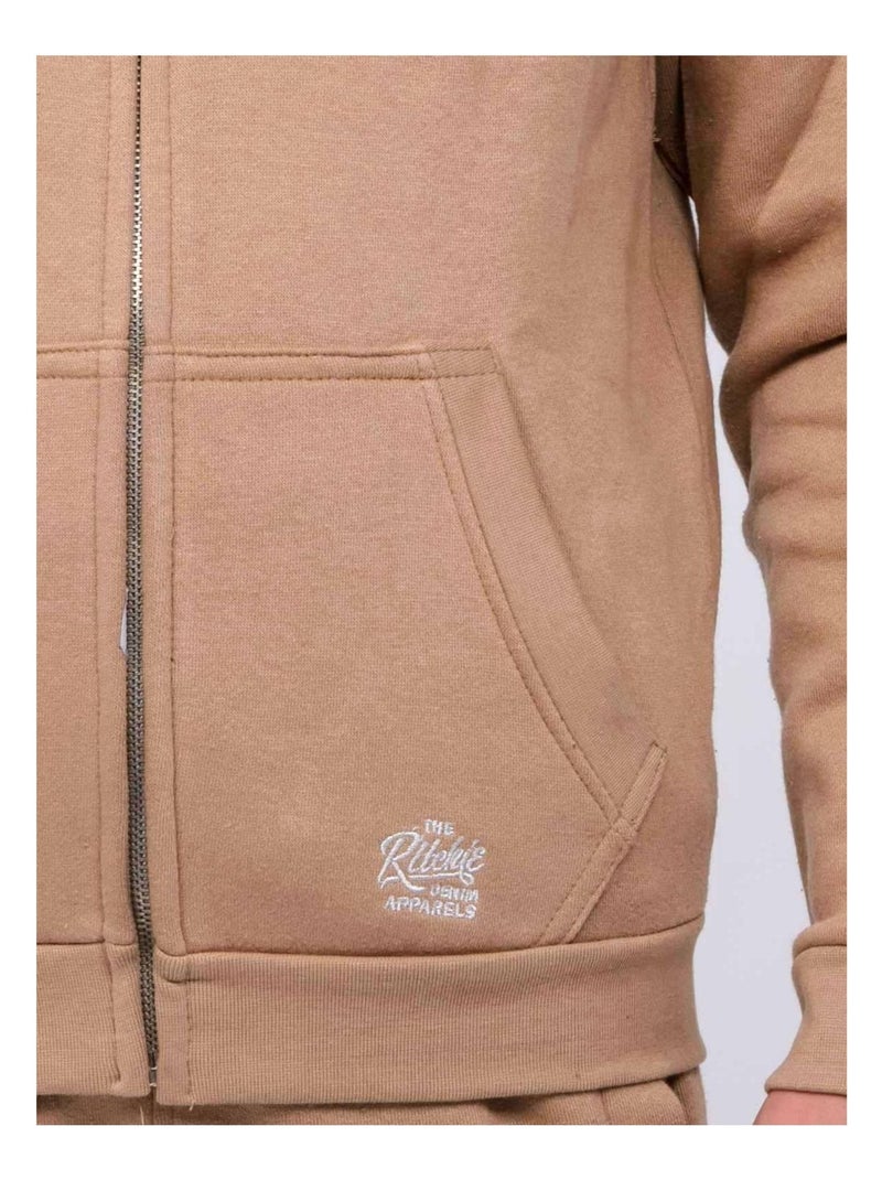 Sweat zippé capuche WAMIN garçon Beige - Kiabi