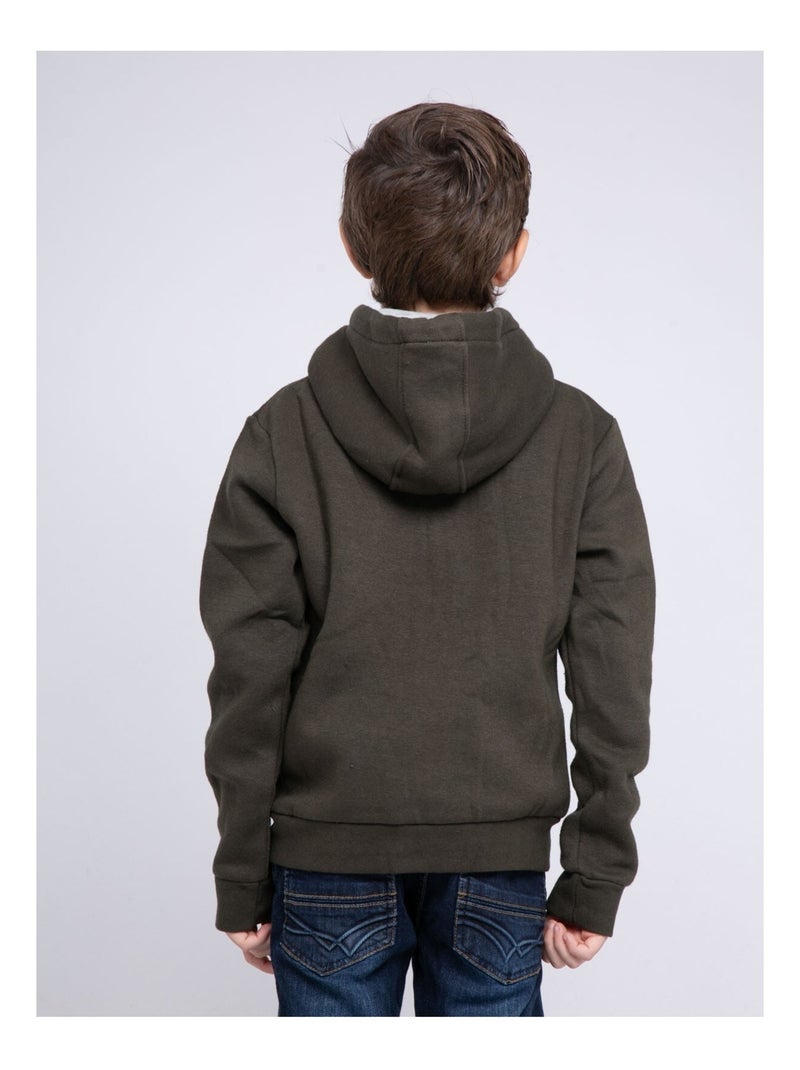 Sweat zippé capuche WAMIN garçon Kaki - Kiabi