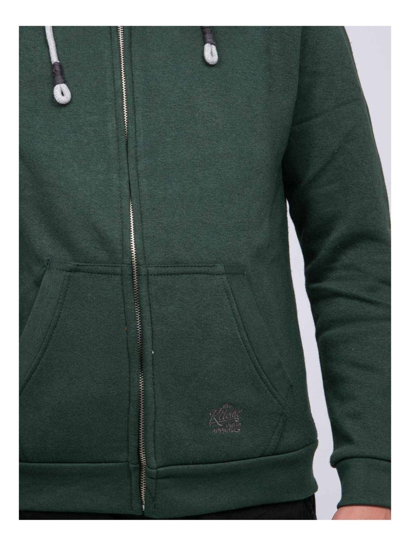 Sweat zippé capuche WAMIN garçon Vert - Kiabi