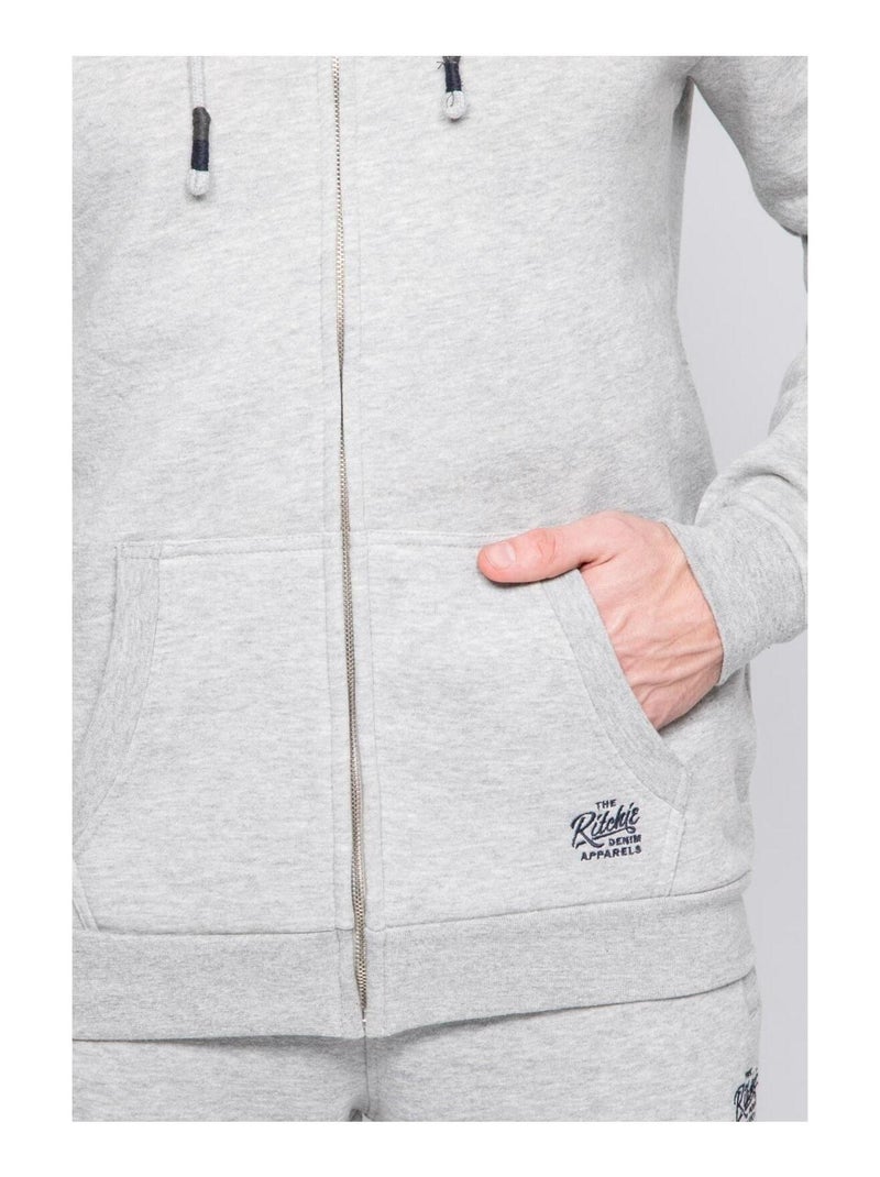 Sweat zippé capuche WAMIN Gris clair - Kiabi