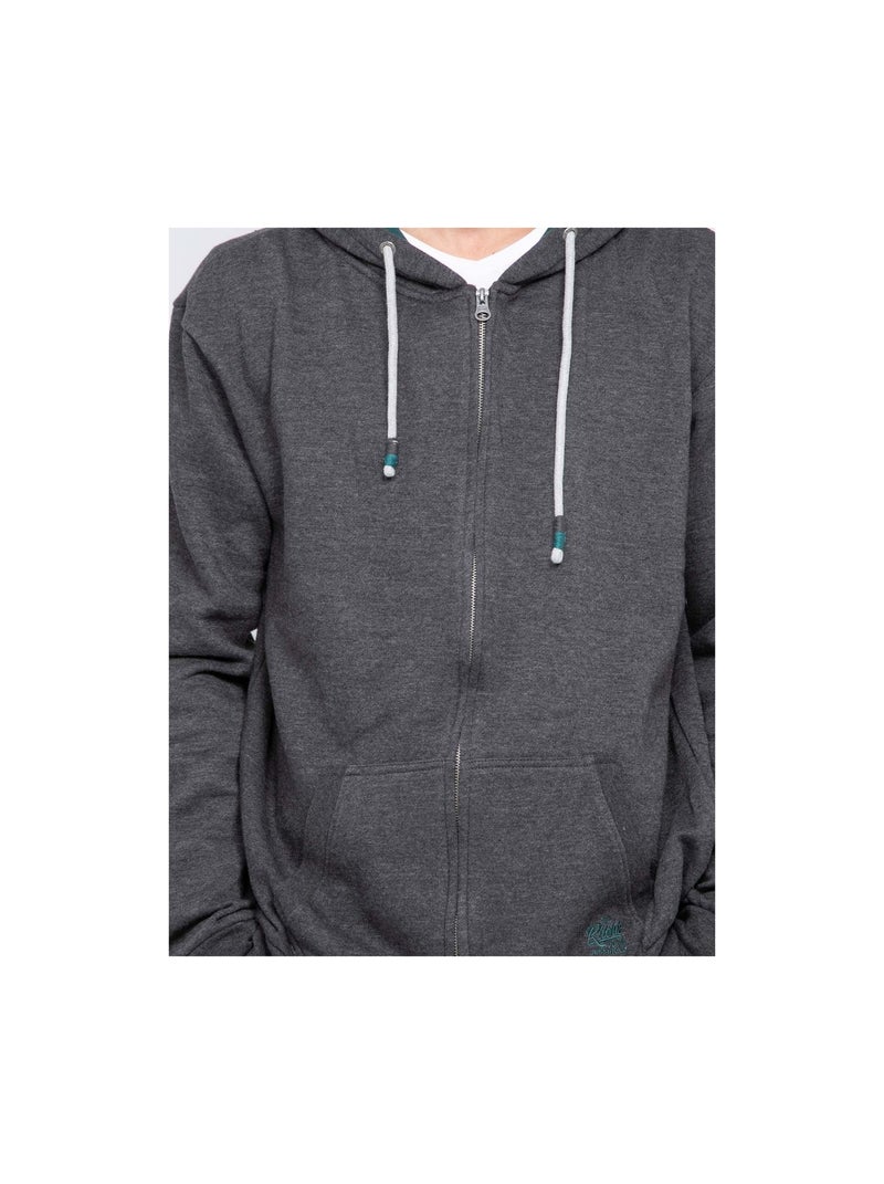 Sweat zippé capuche WAMIN Gris foncé - Kiabi