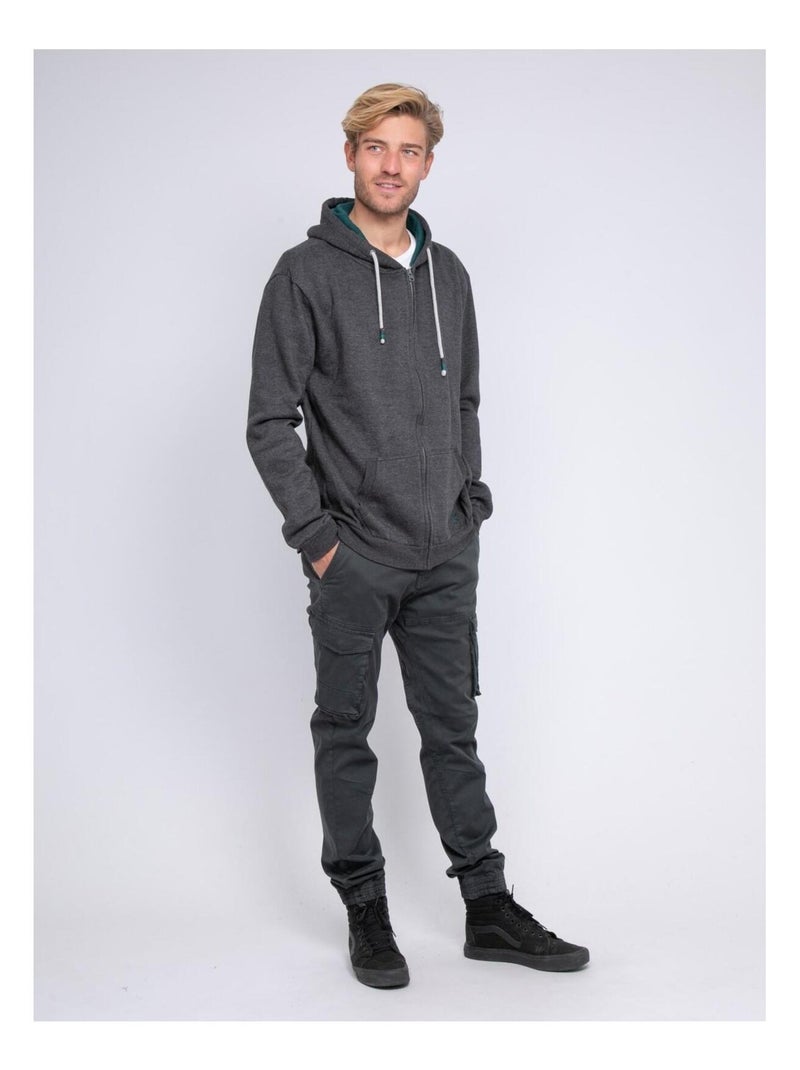 Sweat zippé capuche WAMIN Gris foncé - Kiabi