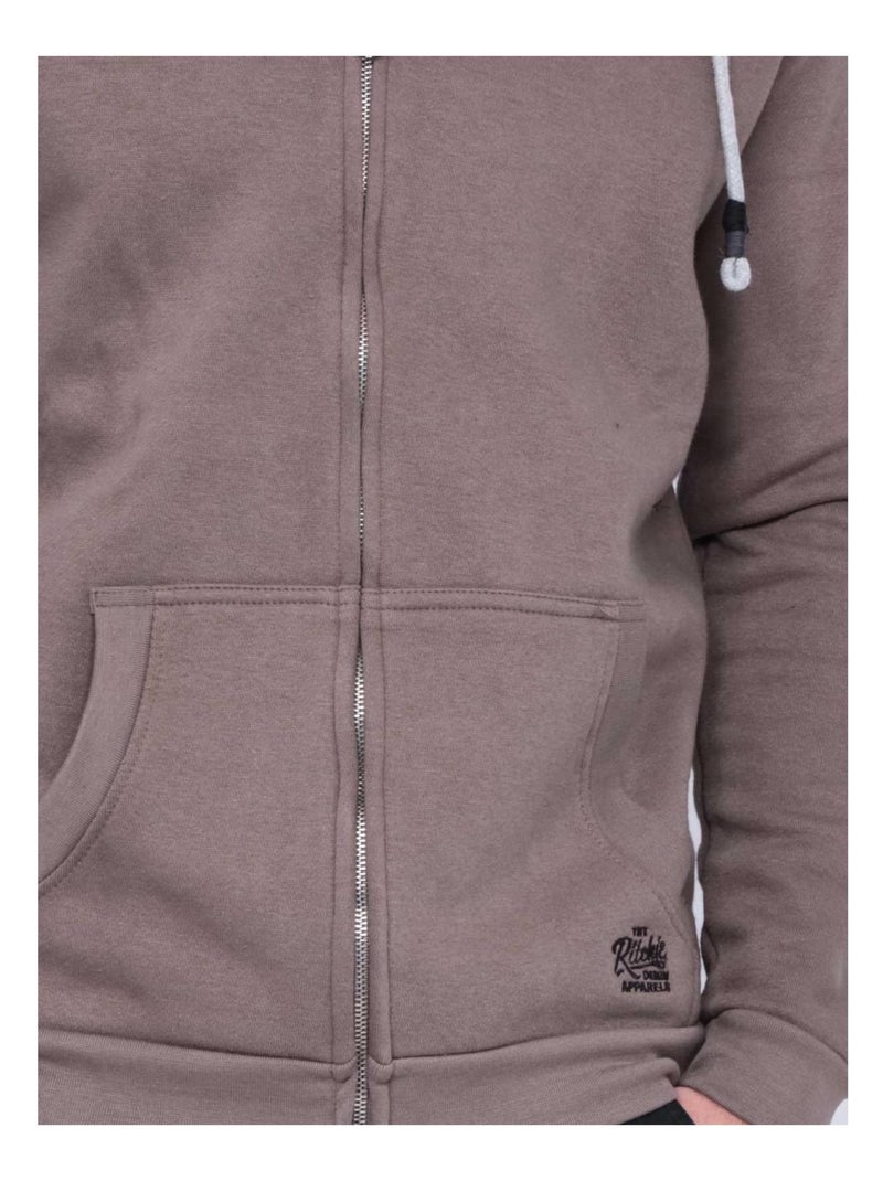 Sweat zippé capuche WAMIN Marron - Kiabi
