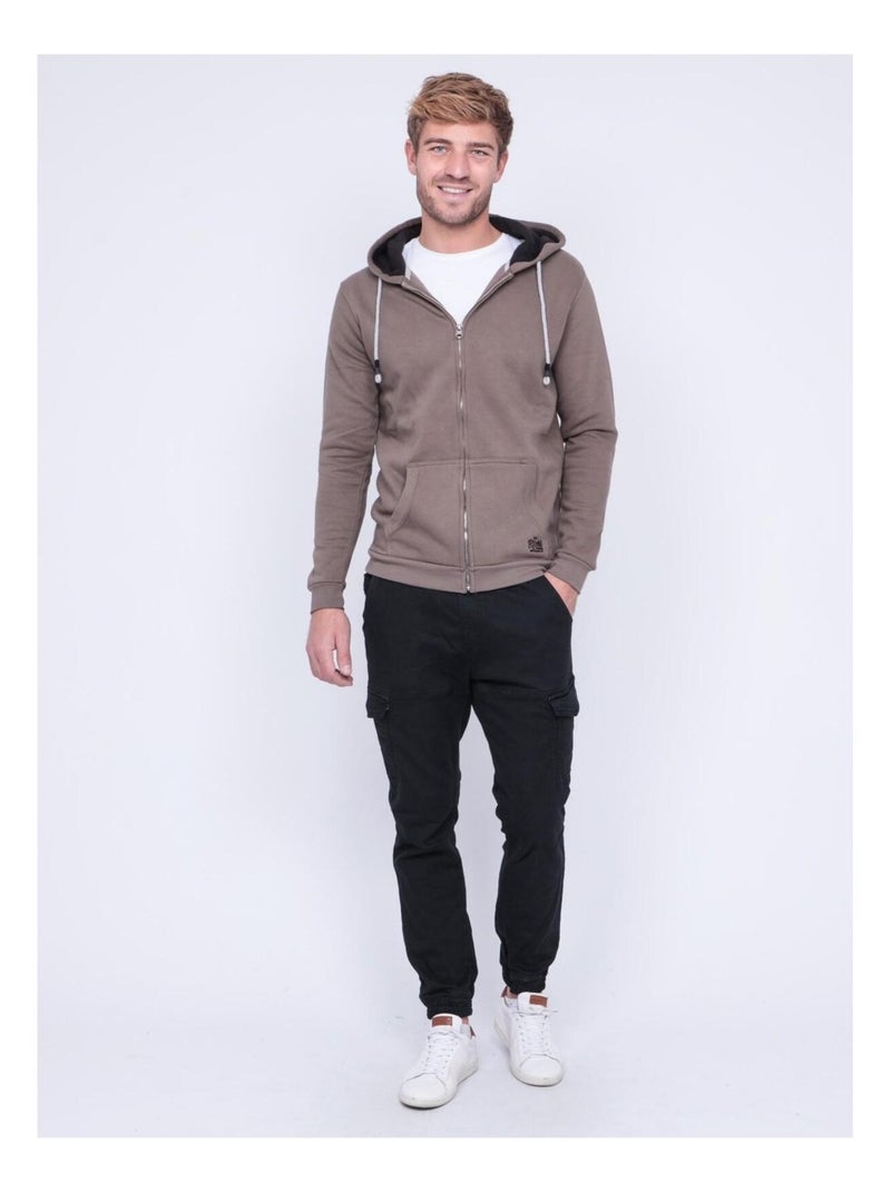 Sweat zippé capuche WAMIN Marron - Kiabi