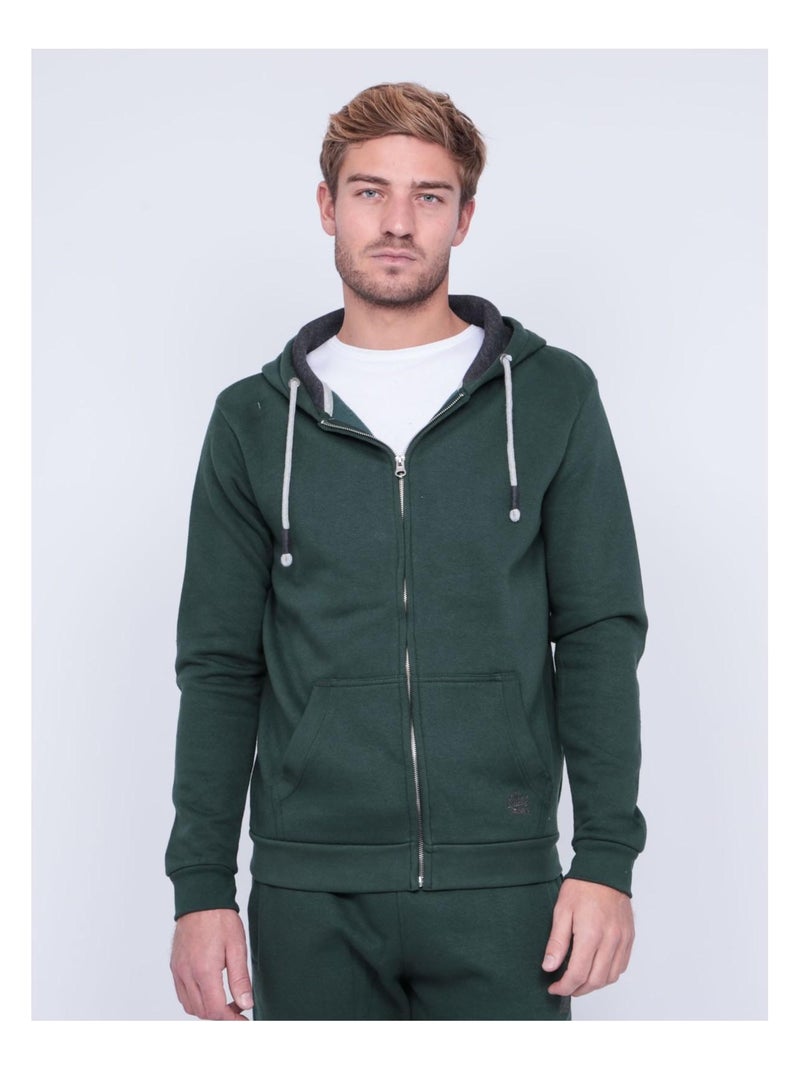 Sweat zippé capuche WAMIN Vert - Kiabi