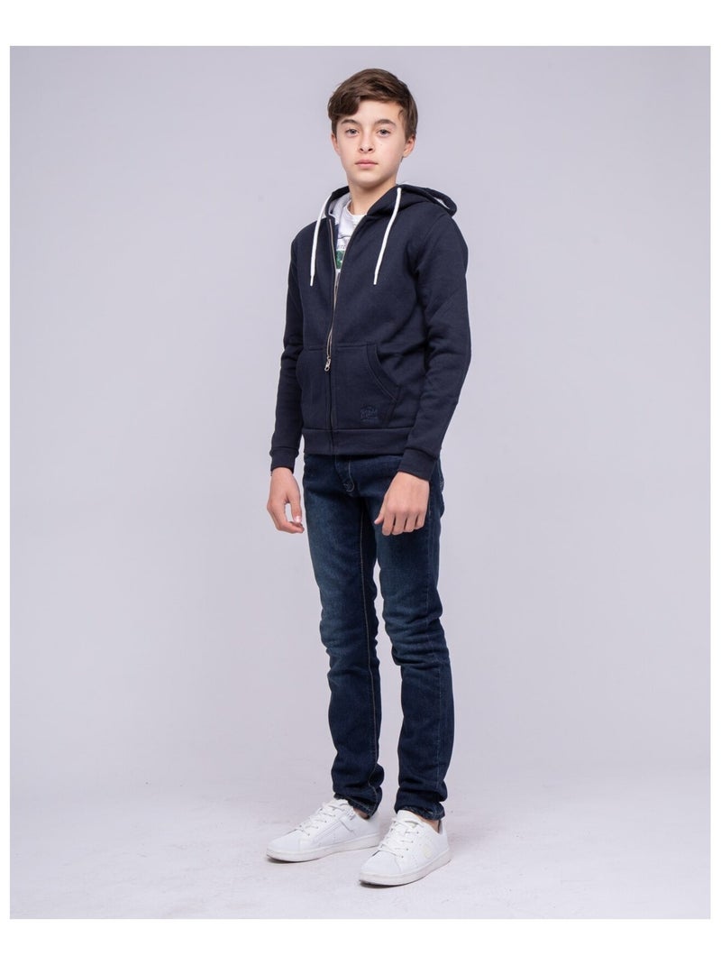 Sweat zippé capuche WAMS garçon Bleu marine - Kiabi