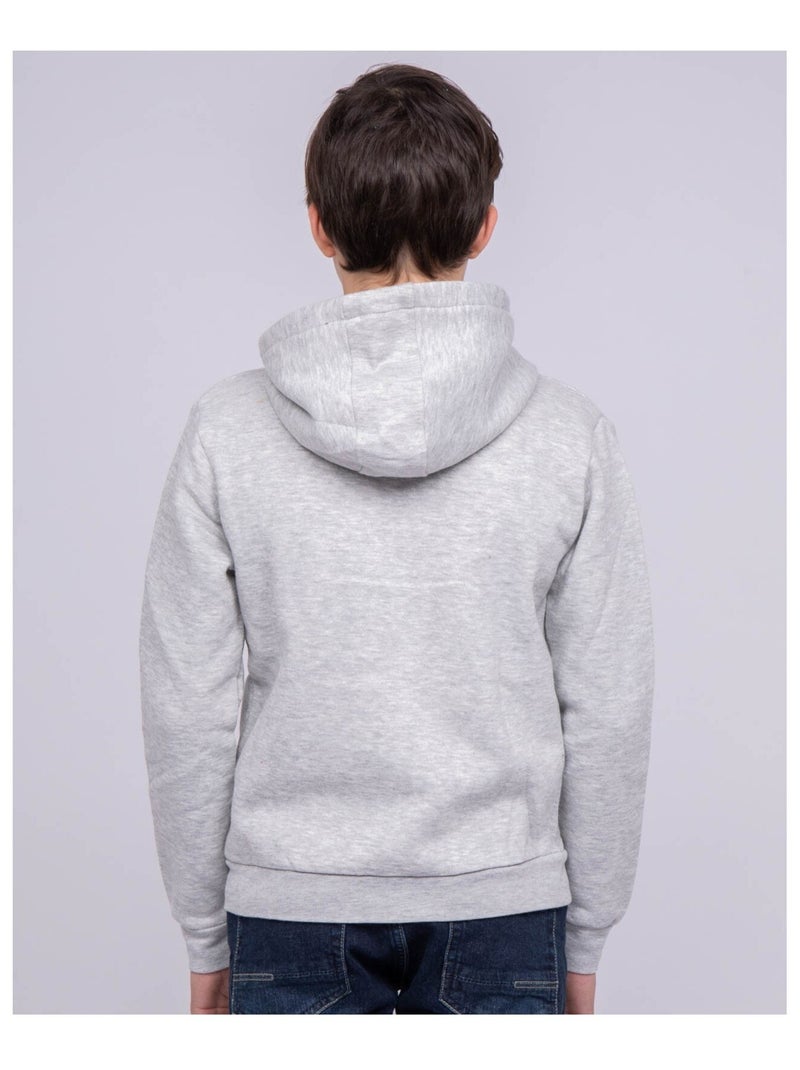 Sweat zippé capuche WAMS garçon Gris chiné - Kiabi