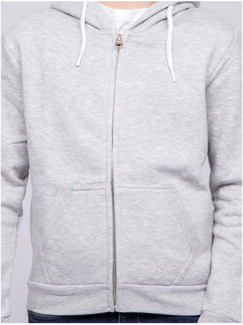 Sweat zippé capuche WAMS garçon Gris chiné - Kiabi