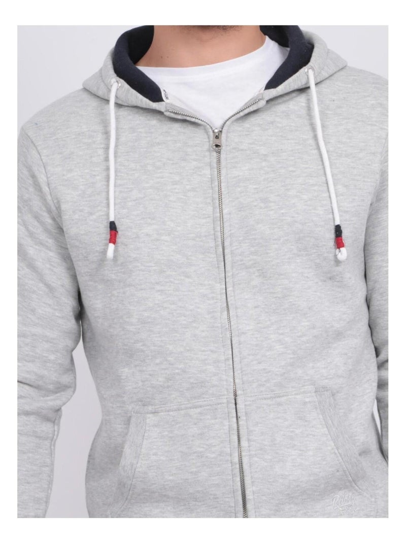 Sweat zippé capuche WAMS Gris clair - Kiabi