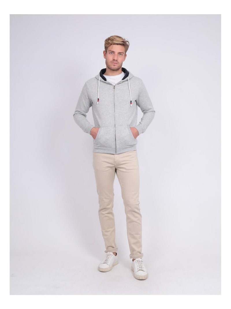 Sweat zippé capuche WAMS Gris clair - Kiabi